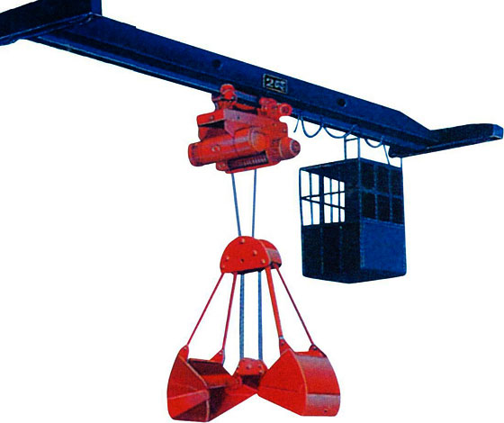 Single beam grab crane