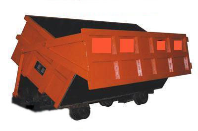 Side dump mining car